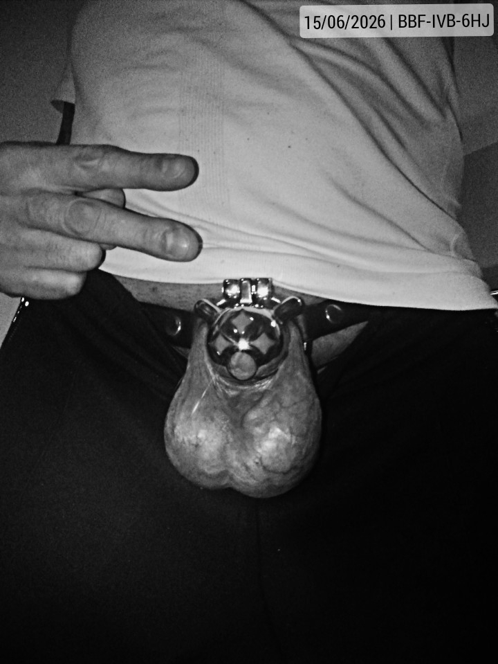 15-06-2026 | Period 29 | Day 42/222 | Cage 6 | Big balls in this tiny cage for today's #mcm! ♾️⛓️🛐👊🖤🔒